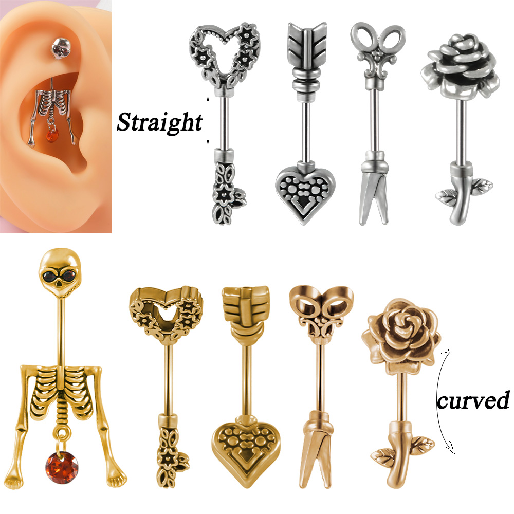 Body Jewelry Surgical Steel - Pendiente Vintage de acero quirúrgico con