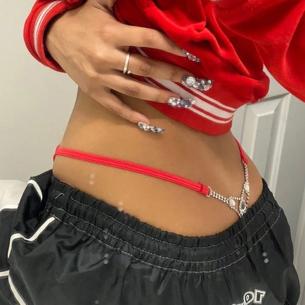 Body Jewelry Retainers - Tanga redonda Sexy con diamantes de