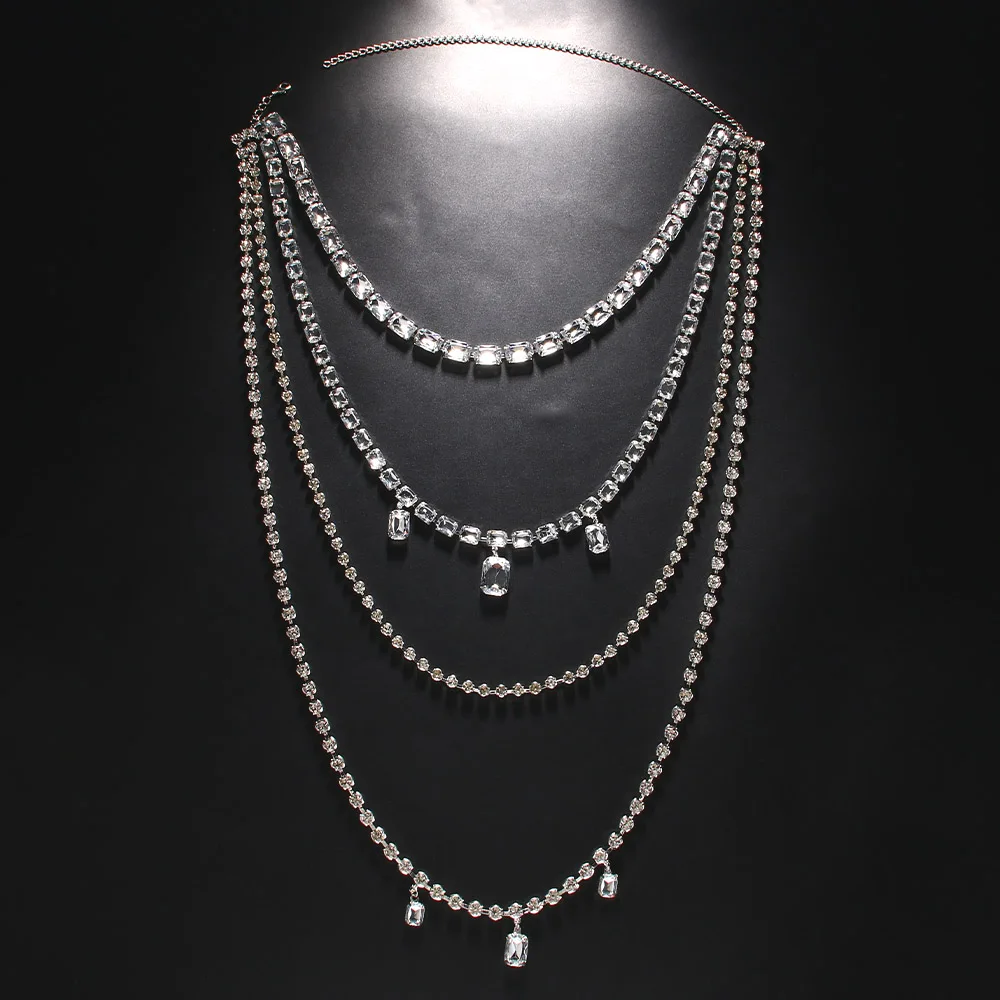 Brillo de diamantes de imitaci - Body Jewelry Necklace reseña y precio